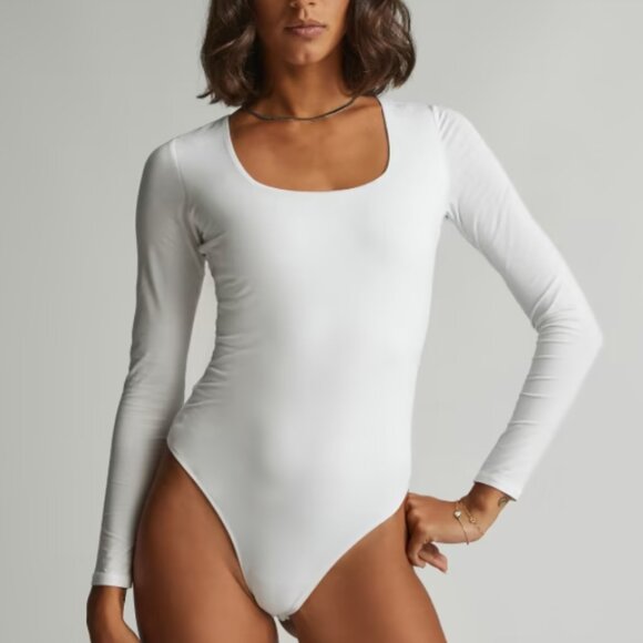 Everlane The Long-Sleeve Supima Square-Neck Bodysuit - Picture 1 of 6